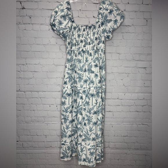 Show Me Your Mumu Norma Midi Dress Blue Lagoon Palm - Picture 3 of 7